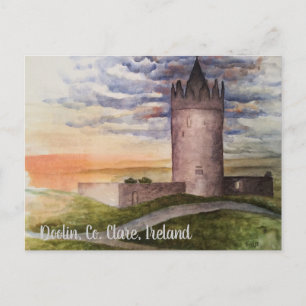 Akvarellmålning, Doolin, Grevskapet Clare Vykort