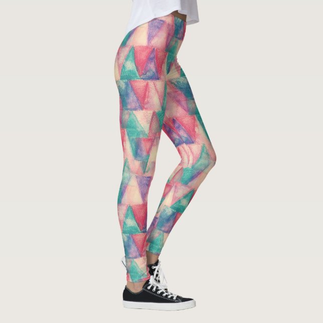 Akvarellmålning - Hipster Trianglar Leggings (Höger)