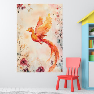 akvarellmålning som avbildar en mytisk fönix poster