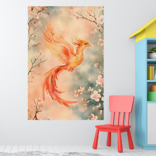 akvarellmålning som föreställer en mytisk fönix poster