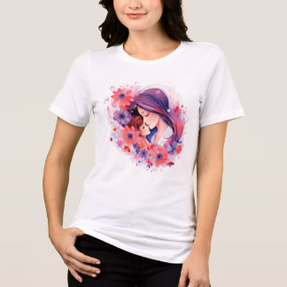 Akvarellmoderskap Kärlek och blommor Grafisk t-shi T Shirt