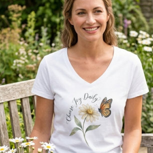 Akvarellmonarchfjäril och tusensköna t shirt