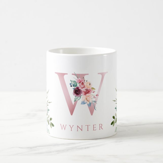 Akvarellmonogram Blommig Bokstav W Kaffemugge Kaffemugg (Center)
