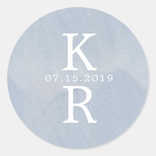 akvarellmonogram Bröllopsmonogramdekal Runt Klistermärke