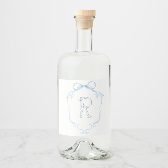 Akvarellmonogramflaska KAN KYLARE   Spritflaskor Etikett (Framsida)