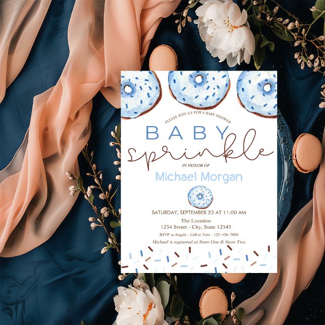 Akvarellmunkar Babyströssel Pojke Babyshower Inbjudningar (Skapare uppladdad)