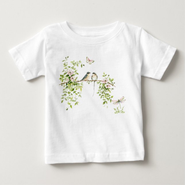 Akvarellparfåglar T Shirt (Framsida)