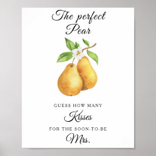 Akvarellpäron bröllopsdusch Hur många kyssar Poster
