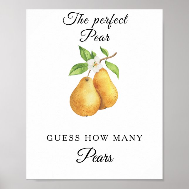 Akvarellpäron bröllopsdusch Hur många päron Poster (Framsidan)