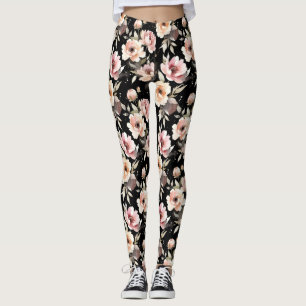 Akvarellpeonior med pastellfärg leggings