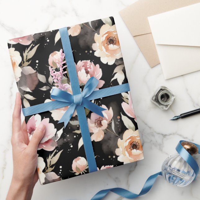 Akvarellpeonior med pastellfärg presentpapper (Gifting)