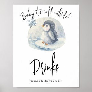 Akvarellpingvin - Dricker Poster