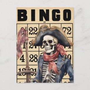 Akvarellpirat på vintagebingokort vykort