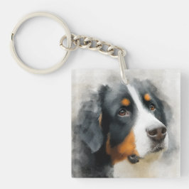 Akvarellporträtt Bernersennenhund