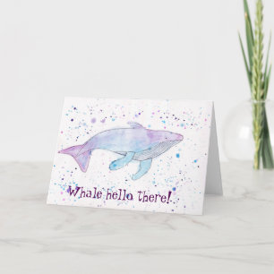 Akvarellpuckelryggval "hej där" Card Kort