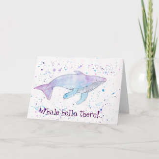 Akvarellpuckelryggval "hej där" Card Kort