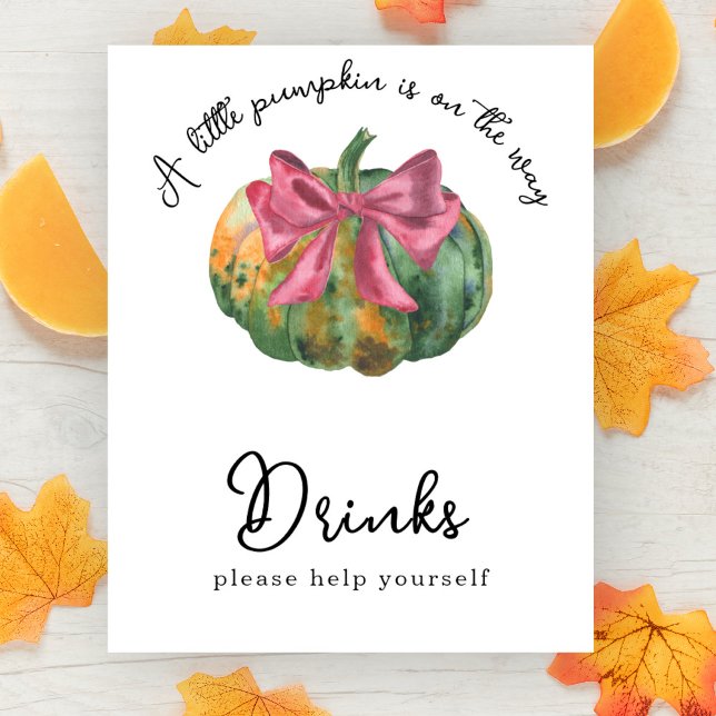 Akvarellpumpa båge baby shower Drycker Poster (Skapare uppladdad)