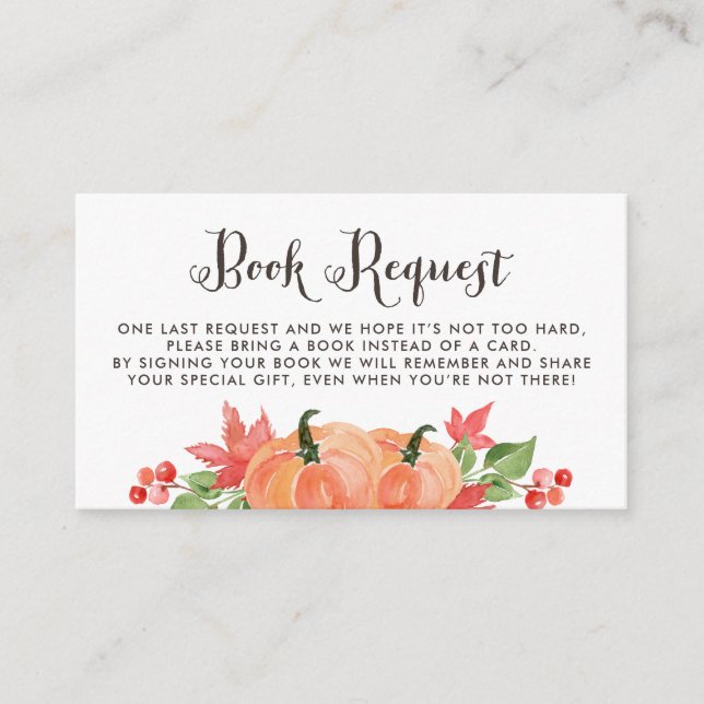 Akvarellpumpa Höstbok Förfrågningskort Tilläggskort (Framsida)