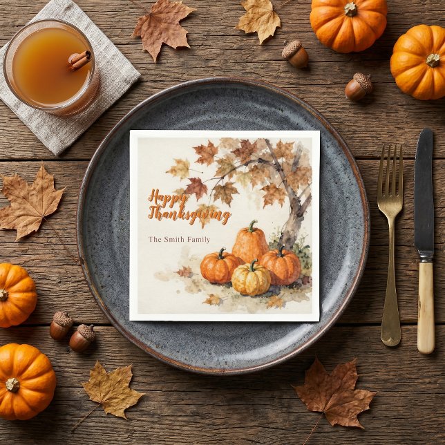 Akvarellpumpa Höstlöv Thanksgiving Pappersservett (Skapare uppladdad)
