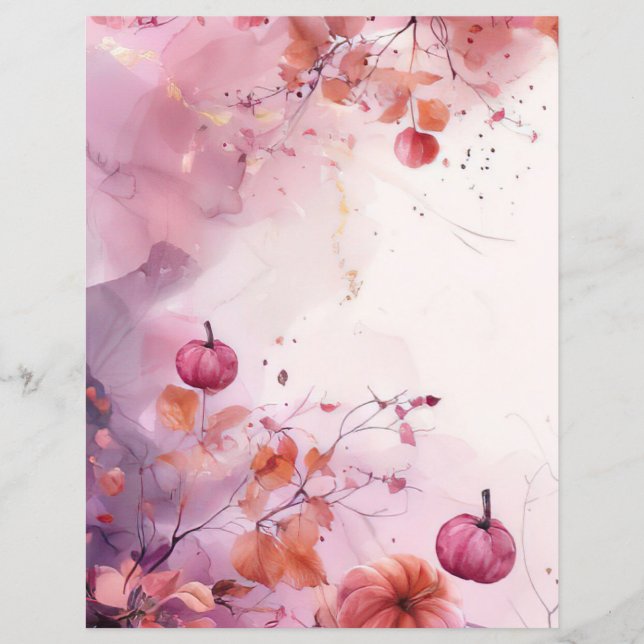 akvarellpumpa höstmönster scrapbookpapper (Framsida)