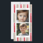 Akvarellränder Foto Julkort<br><div class="desc">Fira glädjen under högtidsperioden med vårt vattenfärgstrimmiga julkort, en perfekt blandning av elegans och personlig charm. Detta vackert designade kort har ett slående vattenfärgstrimmigt mönster i en harmonisk palett av rött, rosafärgat, salvia, guld och grått, som skapar en festlig och inbjudande bakgrund för dina julhälsningar. Kortets bakgrund är prydd med...</div>