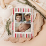 Akvarellränder Foto Julkort<br><div class="desc">Fira glädjen under högtidsperioden med vårt vattenfärgstrimmiga julkort, en perfekt blandning av elegans och personlig charm. Detta vackert designade kort har ett slående vattenfärgstrimmigt mönster i en harmonisk palett av rött, rosafärgat, salvia, guld och grått, vilket skapar en festlig och inbjudande bakgrund för dina julhälsningar. Kortets bakgrund är prydd med...</div>