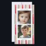 Akvarellrandiga foto julkort<br><div class="desc">Fira glädjen under högtidsperioden med vårt vattenmärkesrandiga julkort, en perfekt blandning av elegans och personlig charm. Detta vackert designade kort har ett slående vattenmärke randigt mönster i en harmonisk palett av rött, rosafärgat, salvia, guld och grått, vilket skapar en festlig och inbjudande bakgrund för dina julhälsningar. Kortets bakgrund är prydd...</div>