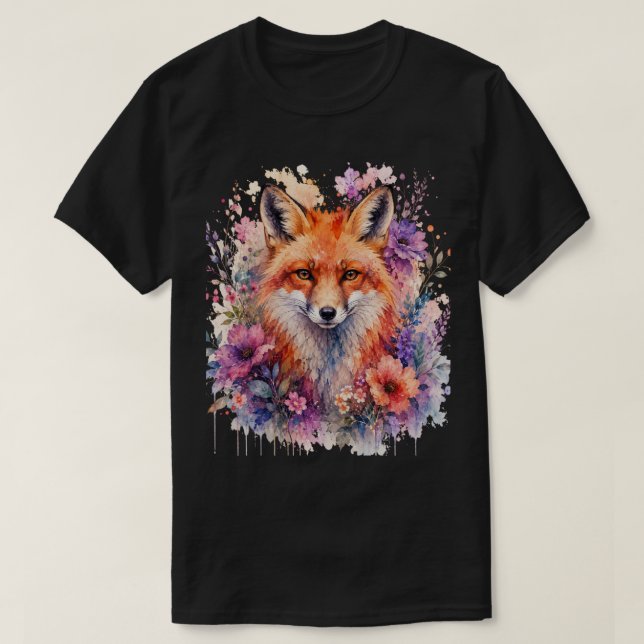 Akvarellräv med blomsterkonst Design Söt! T Shirt (Design framsida)