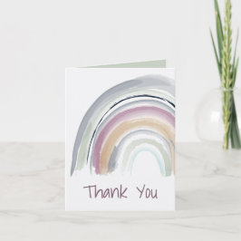 Akvarellregnbåge i grönt, rosa, korall Tack Kort