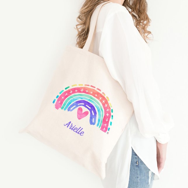 Akvarellregnbåge Personlig Totebag Tygkasse (Skapare uppladdad)