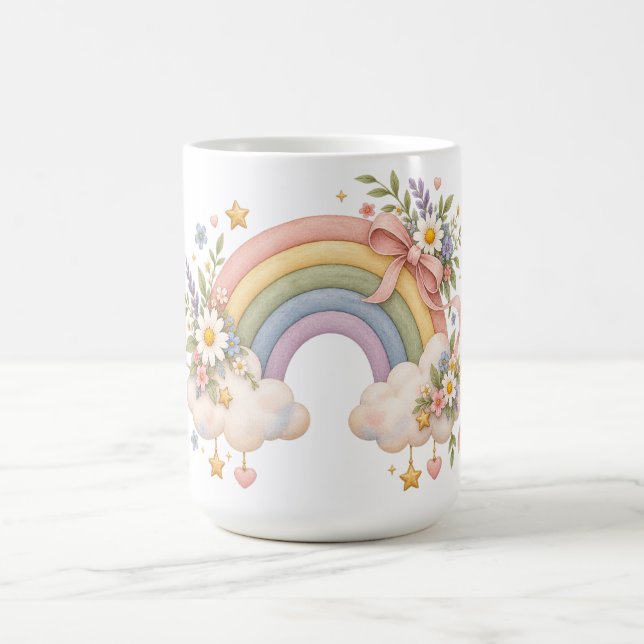 Akvarellregnbågspresent – Charmig moln Kaffemugg (Center)