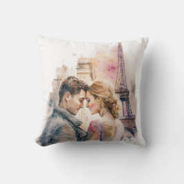 Akvarellromantik i Paris Kudd för par Kudde