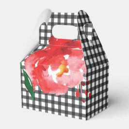 Akvarellros Svart Vit Gingham Kryssrutigt Gavel Presentaskar