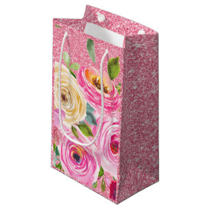 Akvarellrosor i rosa och krämrosa glitter