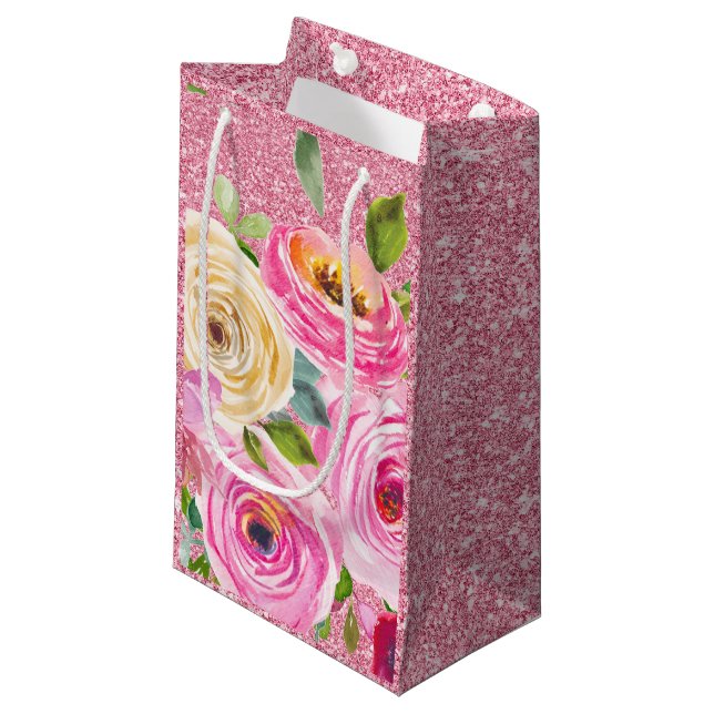 Akvarellrosor i rosa och krämrosa glitter (Framsidan Vinklad)