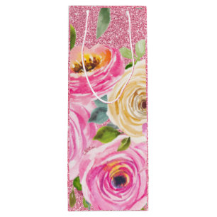 Akvarellrosor i rosa och krämrosa glitter
