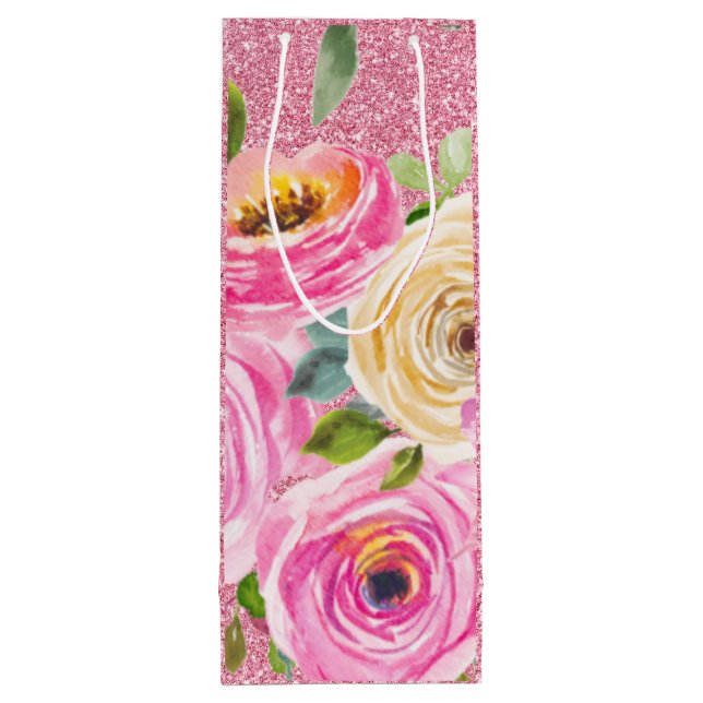 Akvarellrosor i rosa och krämrosa glitter (Baksidan)