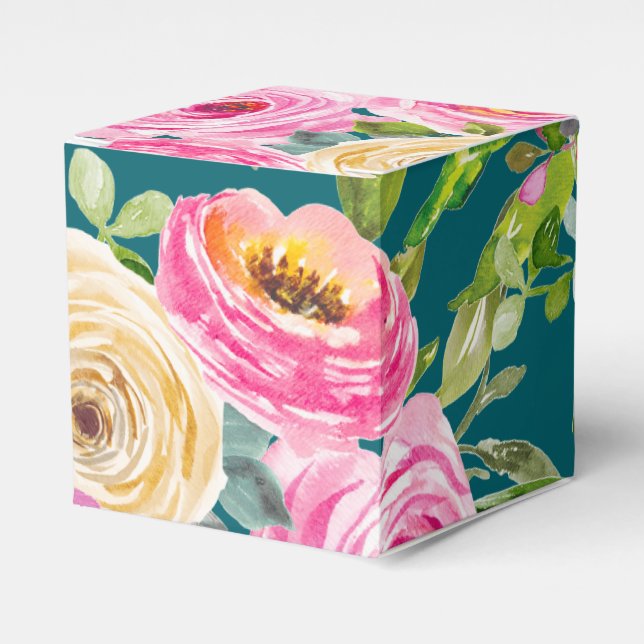 Akvarellrosor i rosa på teal Personlig Presentaskar (Framsidan Sidan)