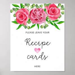 Akvarellrosor lämna ditt receptkort här poster