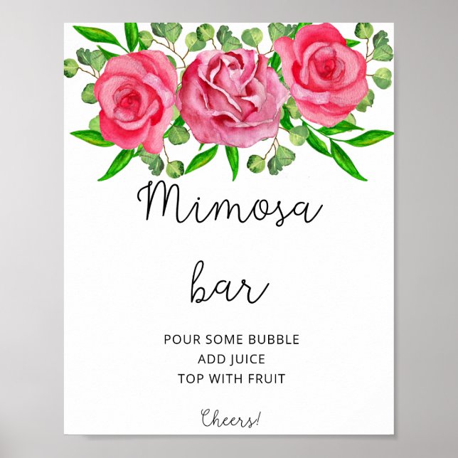 Akvarellrosor mimosa bar affisch (Framsidan)