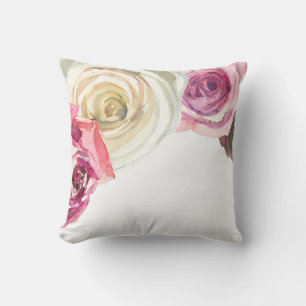 Akvarellrosor Rosa & Vit Blommig Glamour Kudde