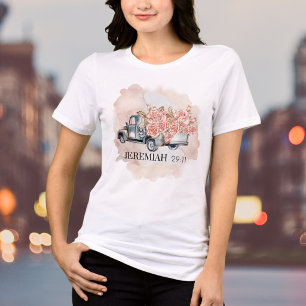 Akvarellrosor Vintage lastbil Bibelvers T Shirt