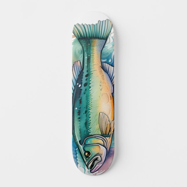 Akvarellserie: Abborre Mini Skateboard Bräda 18,5 Cm (Framsida)