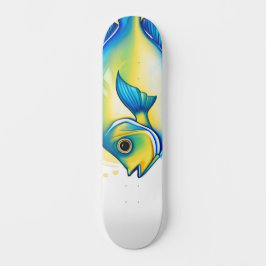 Akvarellserie: Ängelfisk Mini Skateboard Bräda 18,5 Cm