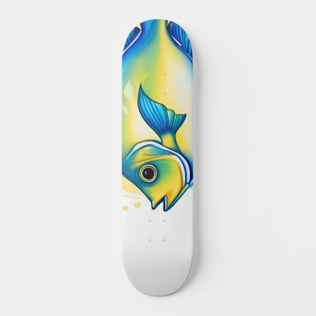 Akvarellserie: Ängelfisk Mini Skateboard Bräda 18,5 Cm (Framsida)