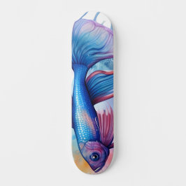 Akvarellserie: Betta Fish Mini Skateboard Bräda 18,5 Cm