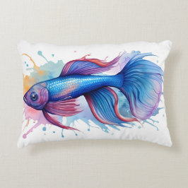 Akvarellserie: Betta Fish Prydnadskudde