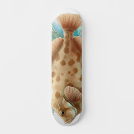 Akvarellserie: Flundra/Plattfisk Mini Skateboard Bräda 18,5 Cm