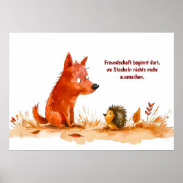 Akvarellserie Hund och Igelkott möts Poster