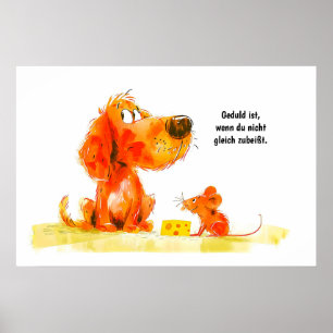 Akvarellserie Hund och Mus med Ost Poster
